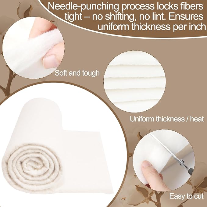 Natural Cotton Batting for Quilting - 150g/m² Lightweight - Image 5