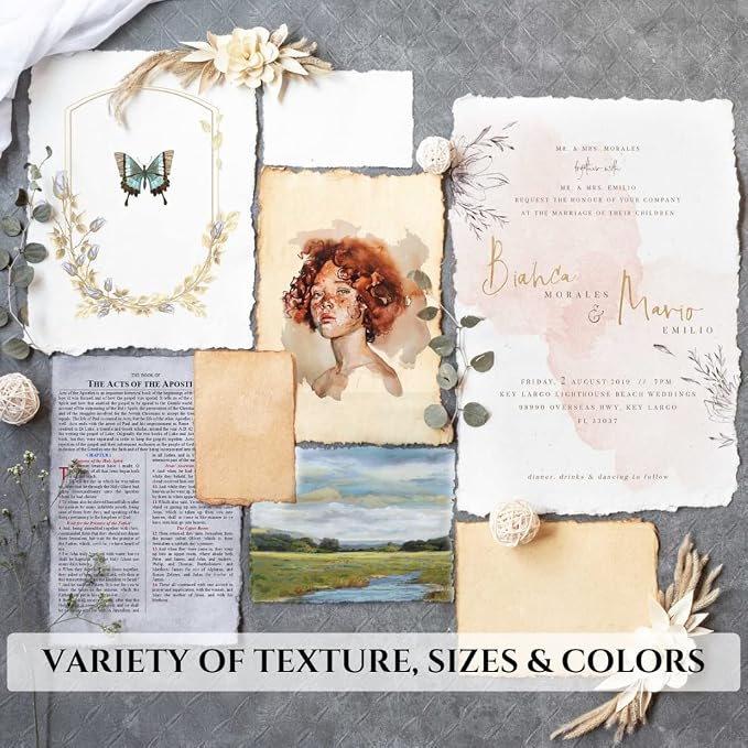 LEATHER VILLAGE Handmade Rough Textured Watercolor Paper 9.5x12.5 in White | 50 - Image 8