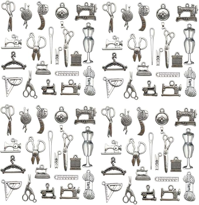 WOCRAFT 120pcs Antique Silver Sewing Tool Charm by WOCRAFT