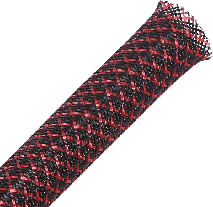 100ft - 1 inch PET Expandable Braided Sleeving – BlackRed – Alex Tech Braided by AlexTech