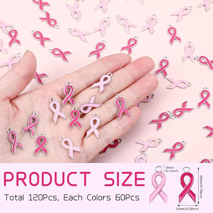MARFOREVER 120 Pcs Breast Cancer Awareness Charms - Image 5