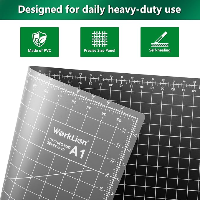 WorkLion Self Healing Cutting Mat 24''x36'': Double-Sided 5-Ply Craft Cutting - Image 2