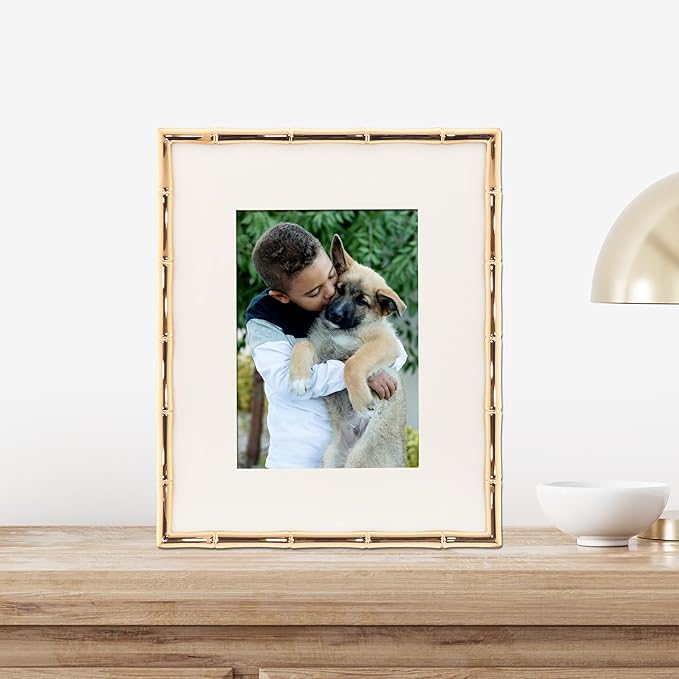 Lawrence Frames Bamboo Design Metal Frame, Matted 5x7 - Image 3