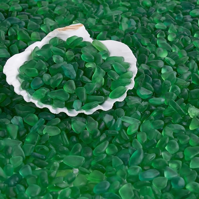 QEQEKAKA Sea Glass Stones for Crafts About 2.75LB Green Glass Pebbles Gemstones - Image 5
