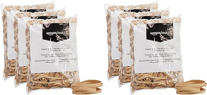 Amazon Basics Rubber Bands, Office Supplies, Size 64, 320 Bands/1 lb Pack by AmazonBasics