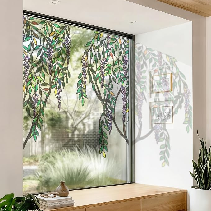 Original Hand Drawn Stained Glass Window Hanging Cling, 38.58"X39.37" - Image 7