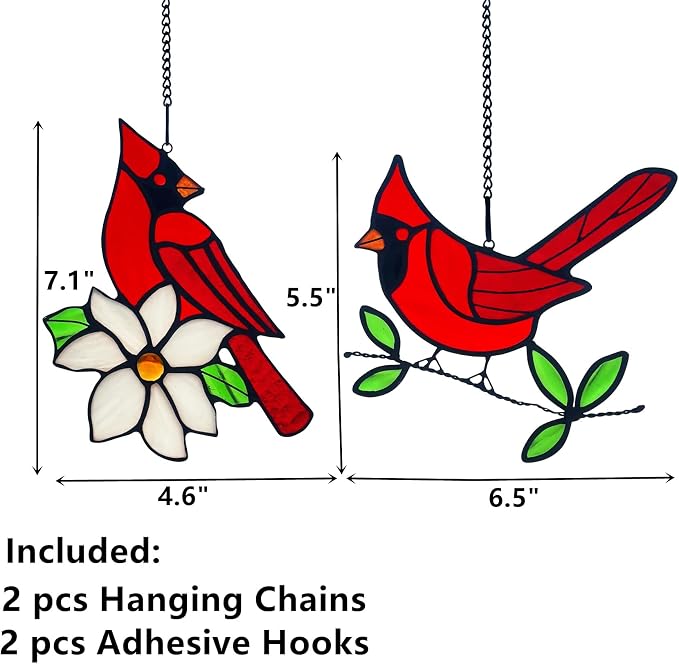 2 Packs Stained Glass Red Cardinal Memorial Gifts - Image 5
