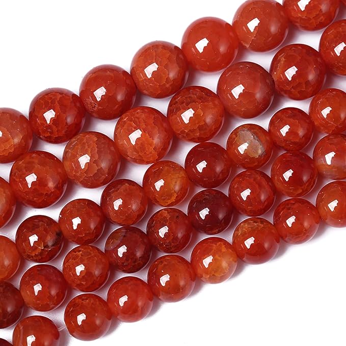 10mm 36pcs Natural Red Dragon Vein Agate Stone Beads for Jewelry Making Energy Healing Round Beads DIY Bracelet Necklace Accessories 15" (10mm, Red Dragon Vein Agate)