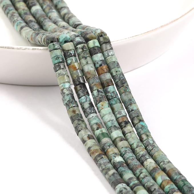 150Pcs 4×2mm Natural African Turquoise Spacer Stone Beads - Image 6