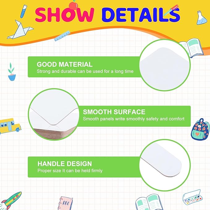12 Pcs Dry Erase Answer Paddle 7 x 9 Inch Handheld Wooden White Board Double Sided Dry Erase Small Whiteboards for Students Classroom Games Party Auction Paddles for Bidding Meeting Voting(12)