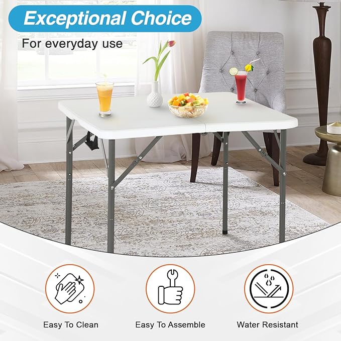 FDW 34" Folding Card Table Plastic, Portable Square Height - Image 4