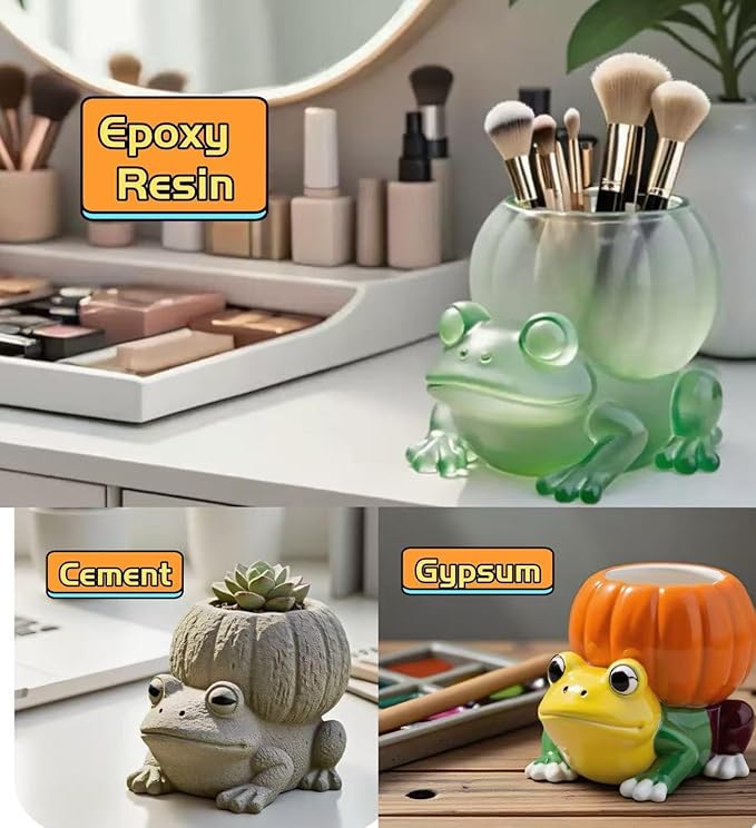 Animal Resin Molds Silicone 3D Cute Frog Epoxy Resin Plaster Candle Holder Wax Molds for Candle Making, Art Crafts DIY Unique Display Home Decor