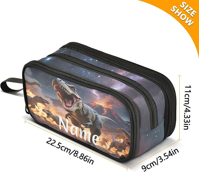 Custom Dinosaurs Roar Pencil Case Box Boys Girls Personalized Name Large Pencil - Image 4