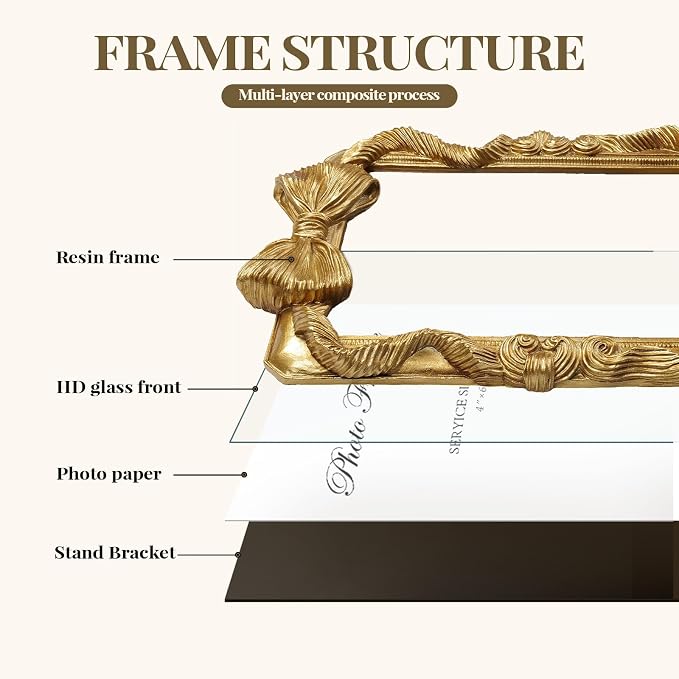 Gold Picture Frames 5x7 Bow Frame, Ornate Elegant 5 by 7 Photo Frame - Image 8