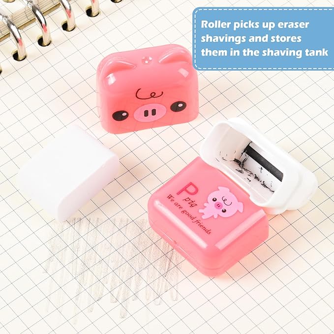 24 Pcs Cute Eraser for Pencils Cute Animals Eraser with Cover and Clean up Roller Kawaii Erasers for Kids Fun Erasers Back to School Supplies Kid Party Favors Gift