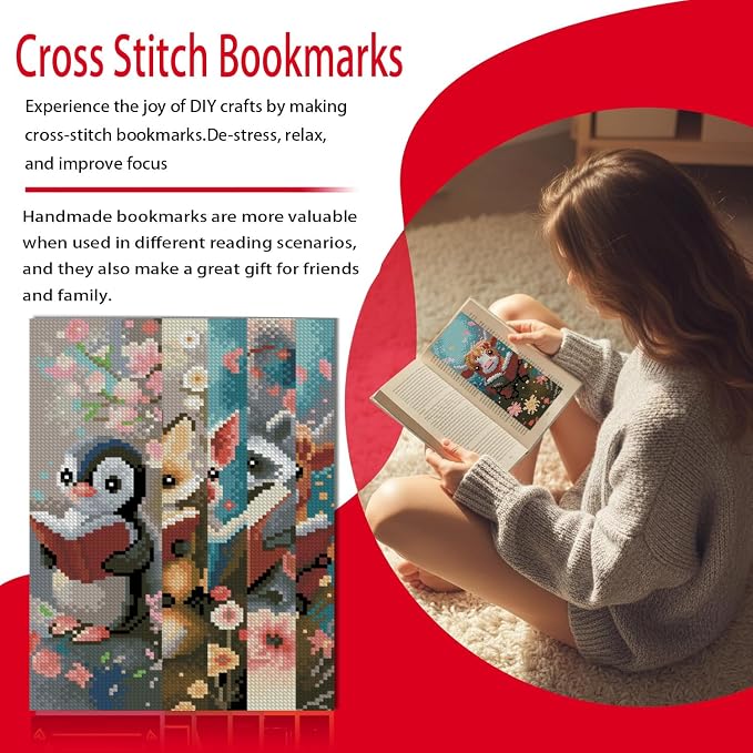 VIGEGU 5 Pack Cross Stitch Bookmark Kit - Image 2