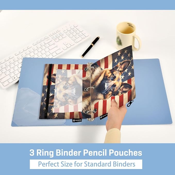 Dog German Shepherd American Flag Pencil Pouch - Image 4