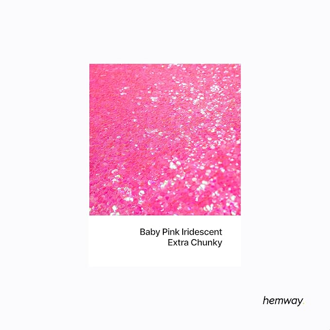 Hemway Polyurethane & Epoxy Resin Glitter 100g / 3.5oz Metallic Crystal Flake Additive for Flooring Jewelry Tumblers Glass Pigment - Extra Chunky (1/24" 0.040" 1mm) - Baby Pink Iridescent