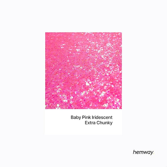 Hemway Polyurethane & Epoxy Resin Glitter 100g / 3.5oz Metallic Crystal Flake Additive for Flooring Jewelry Tumblers Glass Pigment - Extra Chunky (1/24" 0.040" 1mm) - Baby Pink Iridescent