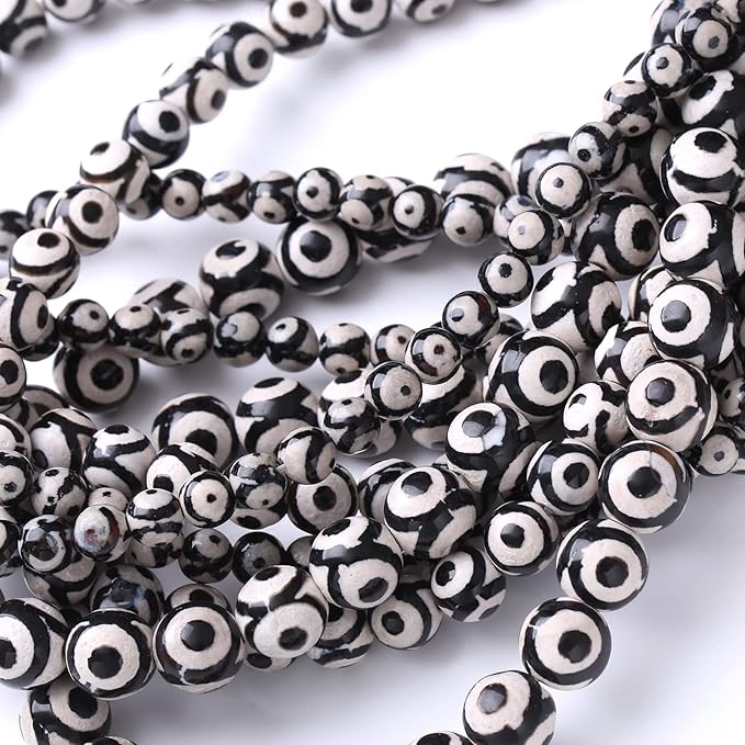 36PCS 10MM Natural Tibetan Stone Beads Round Loose Stone Beads for Jewelry Making DIY Energy Stone Healing Power Bracelet 15"