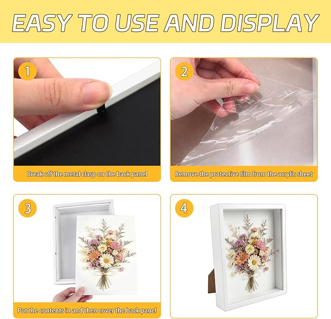 VOKOY 3 Pack 6" x 8" Shadow Box Frame, Small Wood Hollow Picture Frame - Image 6