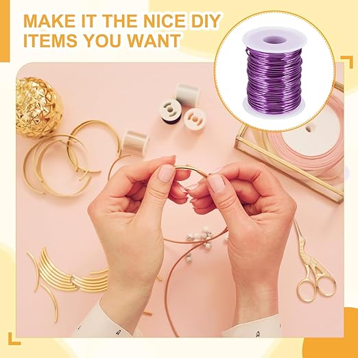 uxcell 16 Gauge / 1.5mm Anodized Aluminum Wire for Jewelry Craft Making, 102 Feet Bendable Flexible Wire for DIY Home Decor Gardening Sculpture, Purple