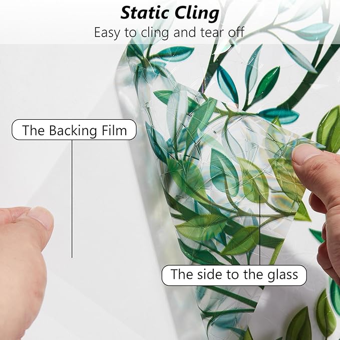 Finnez Window Privacy Film 3D Static Cling Window Film, No Glue Heat Control & 96% UV Blocking for Home Office, Decorative Frosted Glass Cover 29.5 Inch x 6.5 Feet