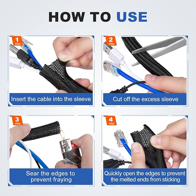3/4” Cable Management Loom Wrap Sleeve Cord Wire Hider Organizer Covers | - Image 5
