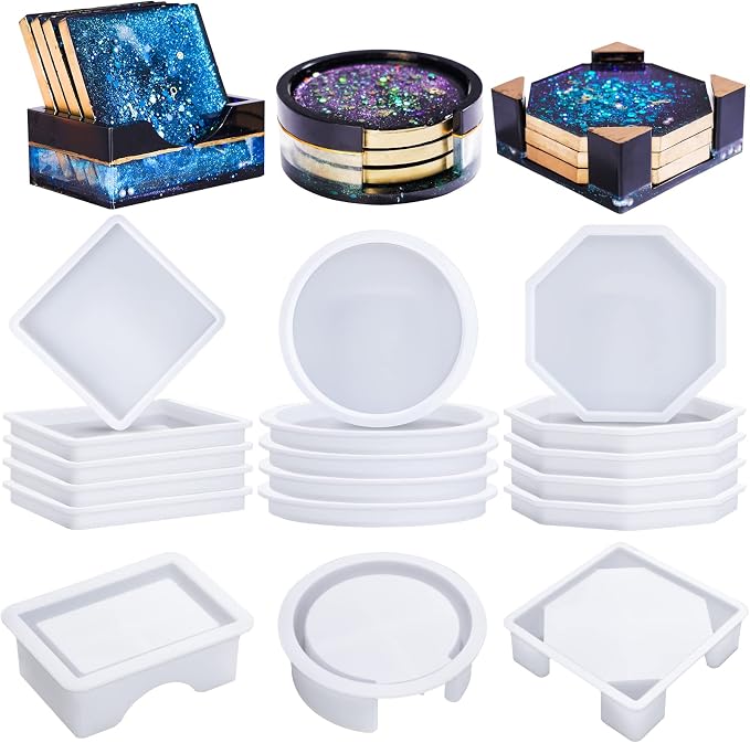 LET'S RESIN 18 Pcs Coaster Resin Molds Silicone, Coaster Molds by LETSRESIN