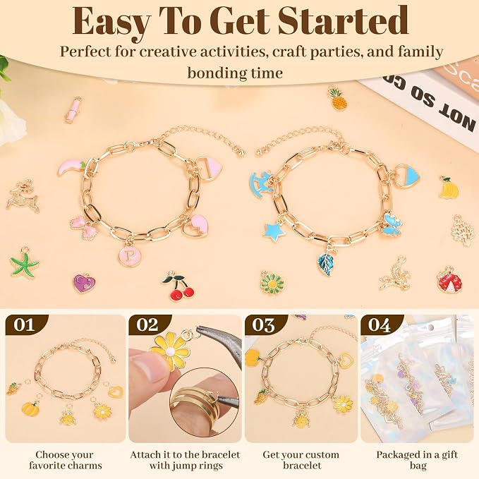 Jupwalz 478 Pcs Gold Charm Bracelet Making Kit - Image 5