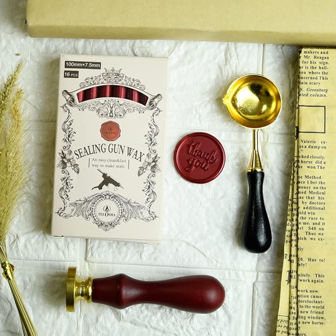 16 Pieces Glue Gun Sealing Wax Sticks in Metallic Red for Mini Glue Gun, Great Decor for Letter, Wedding Invitations, Cards Envelopes, Snail Mails, Wine Packages, Gift Wrapping