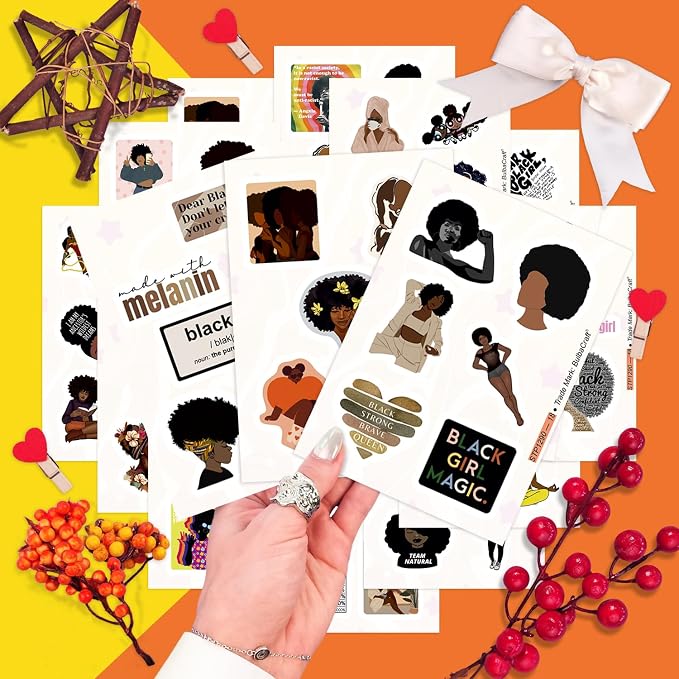 BulbaCraft 100Pcs Black Girl Stickers - Image 7