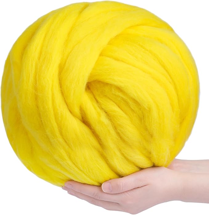 QMNNMA Wool Roving Bulk, 8.82oz Needle Felting Wool, Wool Roving Top-Yellow | by Qmnnma
