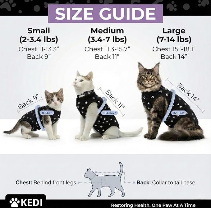 Kitten Recovery Suit Female, Kitten Onesie After Spay, Cat Surgery Suit Female - Image 3
