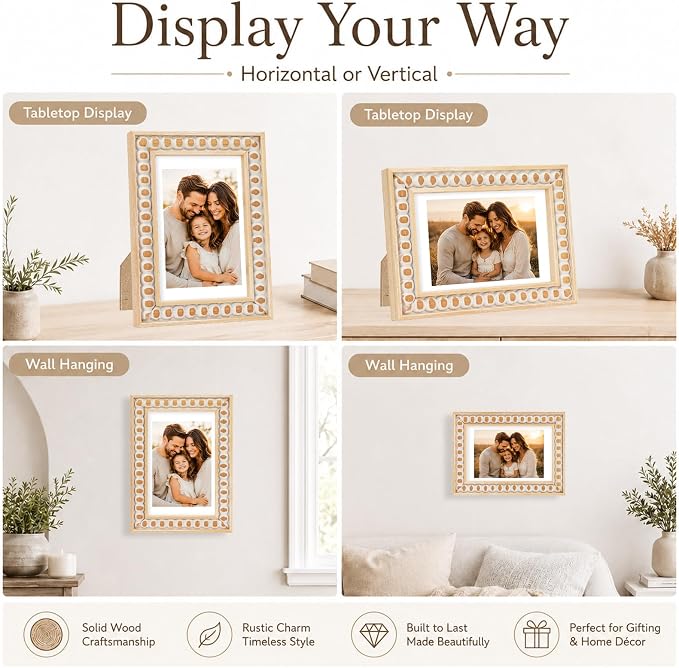Solid Wood 4x6 Picture Frame Beaded Frame - Image 6