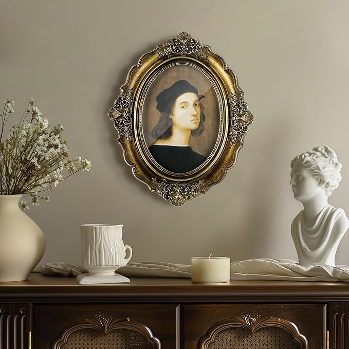 Cuspin 5x7 Picture Frame Gold Oval Frames, Vintage Bronze Hand-Crafted Resin - Image 2
