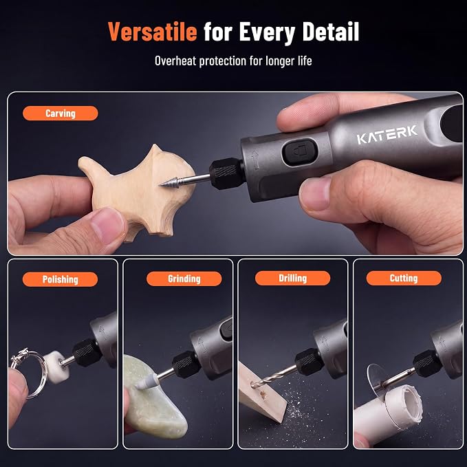 Katerk 3.7V Mini Cordless Rotary Tool Kit, 5-Speed Mini Craft Tool | 70 Pcs - Image 6