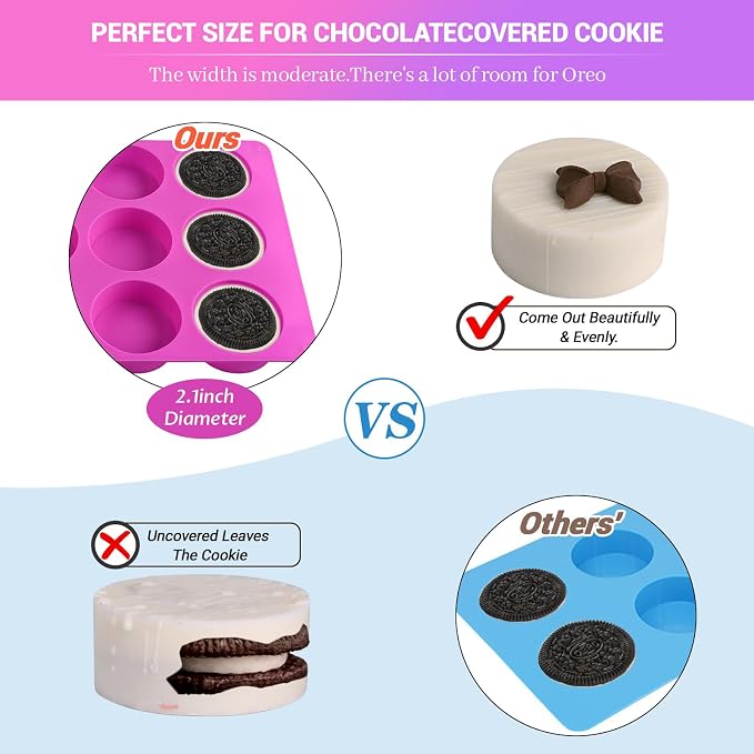 Sakolla 3 Pcs Round Chocolate Cookie Molds, 12-Cavity Cylinder Silicone Molds - Image 4