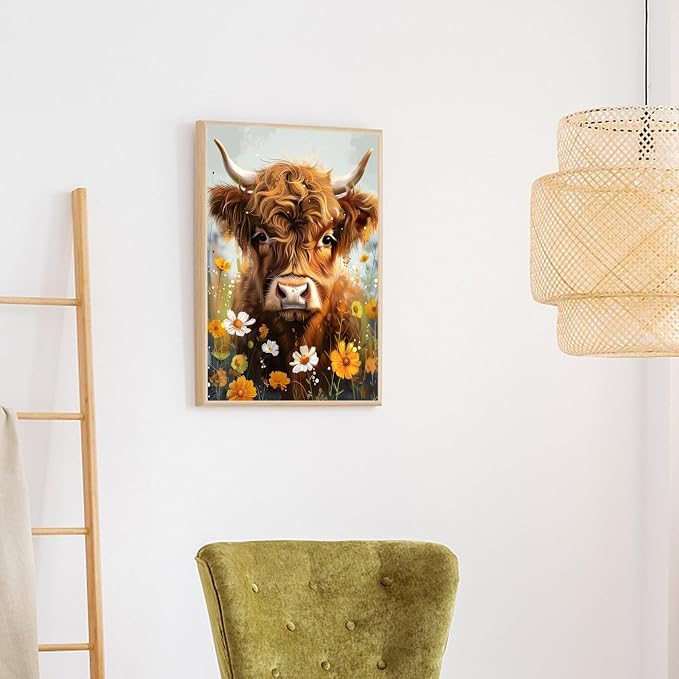 Naykow Highland Cow Diamond Painting Decor, Diamond Art Kits - Image 5