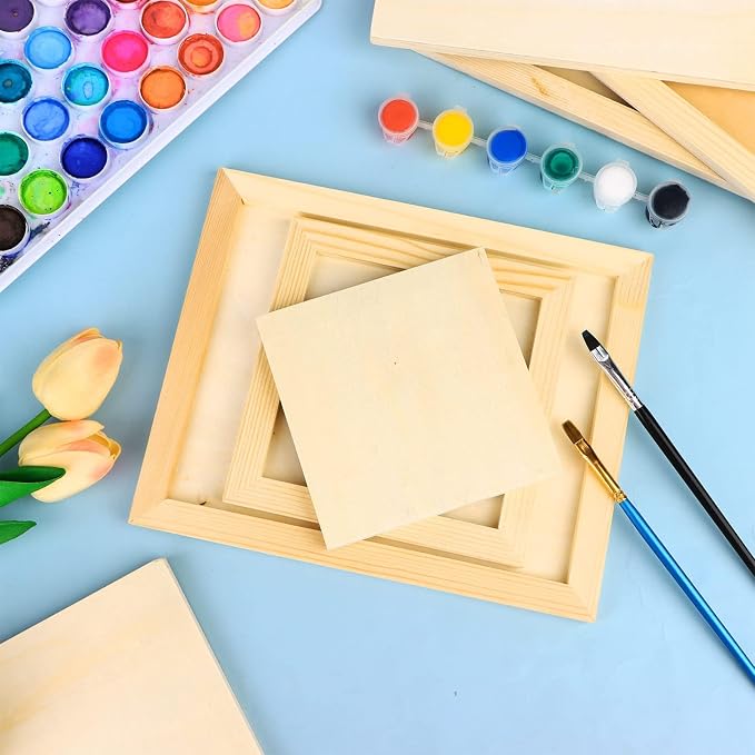 18 Pack Unfinished Wood Canvas Panels Kit Wooden Panel Boards Wood Paint - Image 4