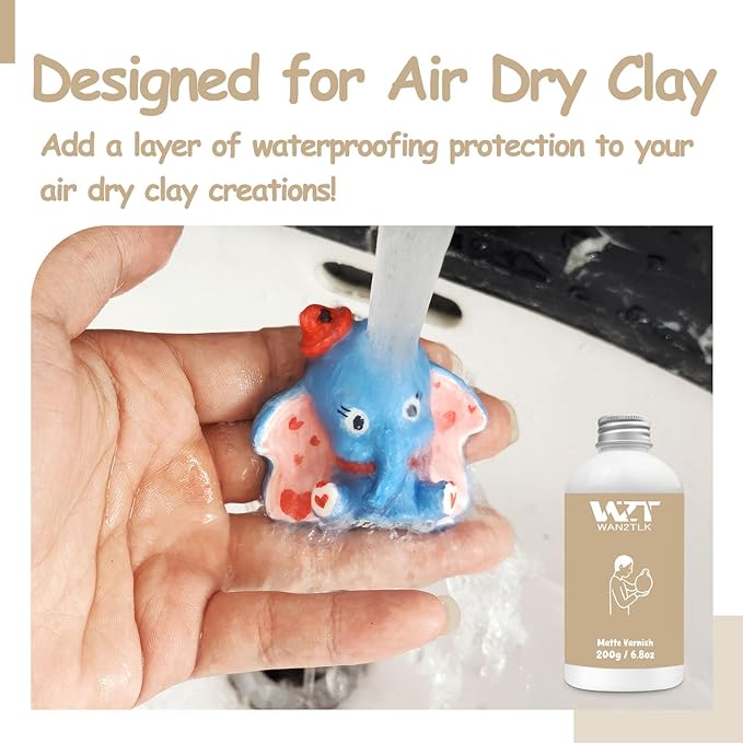 200ml Air Dry Clay Glaze, Clear Clay Varnish for Air Dry Clay Pottery, Waterproof and Scratch Resistant, Design for Air Dry Clay (Matte Varnish), 200ml/Matte