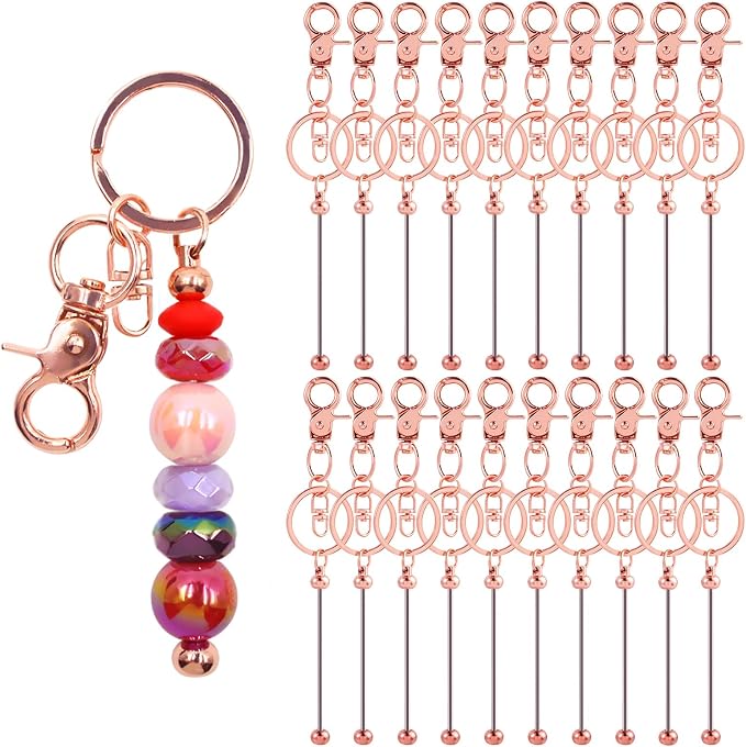 60 Pcs Beadable Keychains Bulk Kit – DIY Keychain Making Supplies by DNLEGULI