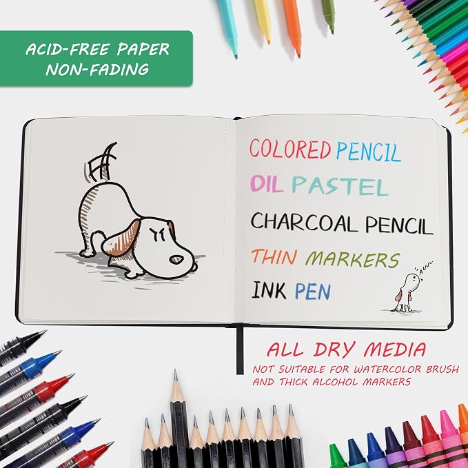 Vanrtto Sketch Book, Square Mixed Media Sketchbook 4.5x4.5 in 2 Pack | - Image 3