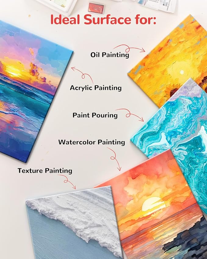 24 Pack, 8x10 Inch Painting Canvas Panels White Blank Canvas Boards 100% Cotton Art Supplies for Acrylics Oil Watercolor Tempera Paints