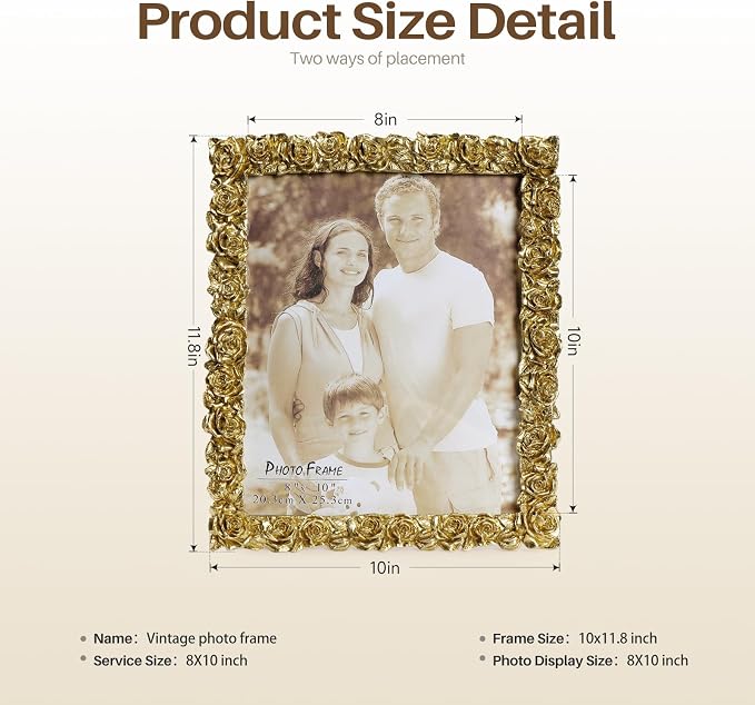 Cuspin 8x10 Picture Frame Vintage, Antique Picture Frames - Image 6