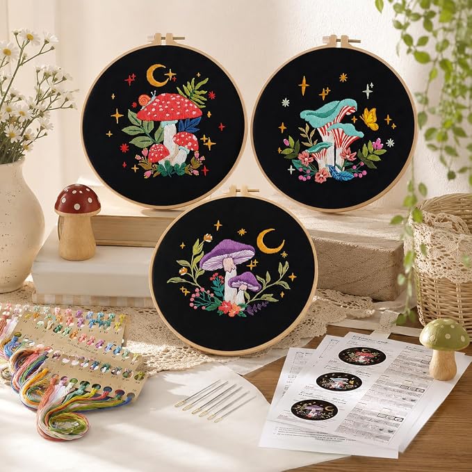 Nuberlic 3 Pack Embroidery Kit for Adults Beginners, Stamped Cross Stitch - Image 6
