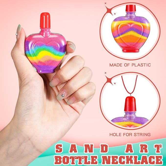 Zubebe 50 Pieces Sand Art Bottle Necklaces Bulk Art Containers Craft Kit Summer - Image 3