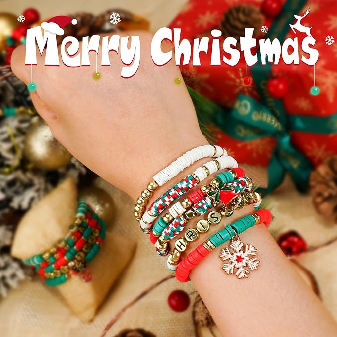 Gionlion Christmas Beads for Bracelets, Clay Beads Bracelat Making kit Golden - Image 5