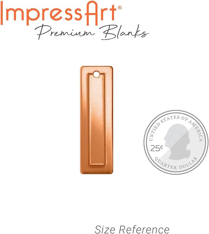 ImpressArt - Premium Metal Stamping Rectangle Blanks for Metal Stamping and Jewelry Making (24 Pack) (7/16" x 1 13/16" Border Rectangle, Copper)