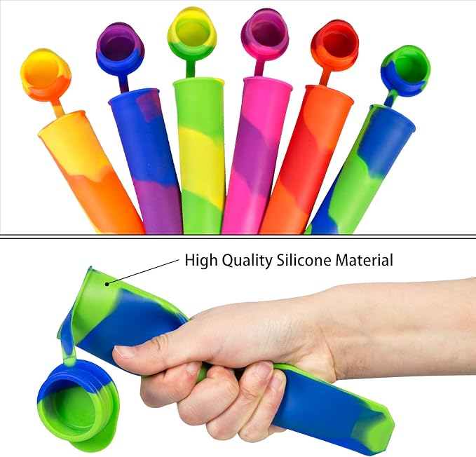 Ozera 6 Pack Silicone Popsicles Molds, Reusable Popsicle Ice Pop Molds | - Image 6